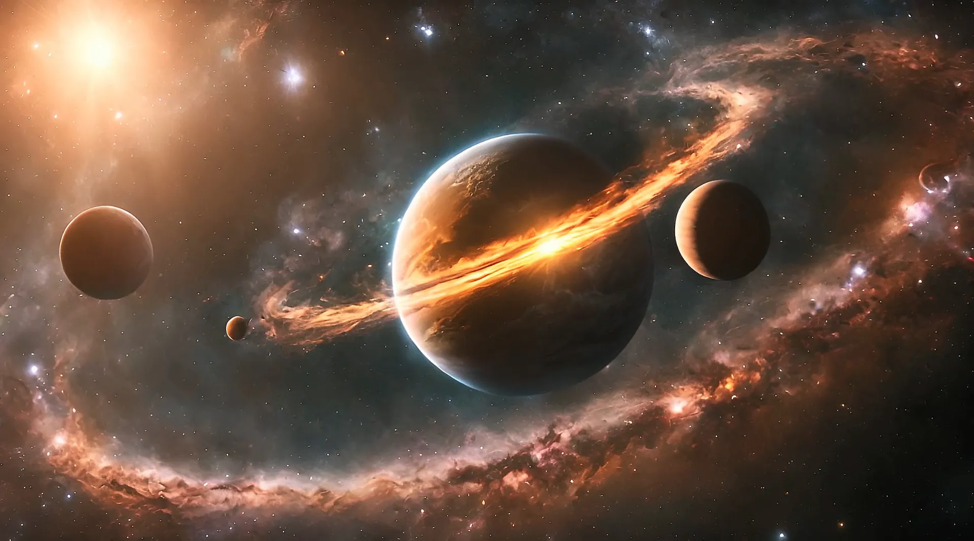 Fiery Planets and Star Nebula Motion Graphics Video